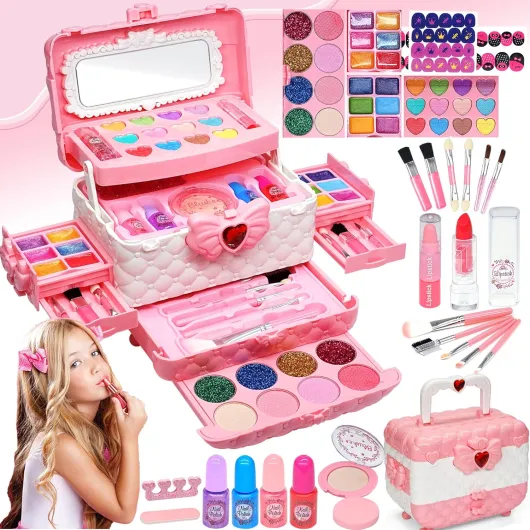 Kids Makeup Sets for Girls - Kids Makeup Sets for Girls 5-8, Maquillaje para Niñas, Play Make Up Kit, Best Toys for Little Girl,Princess Toddler Kid Stuff, Ages3456789 10 Year Old Girl Birthday Gifts Makeup Pink