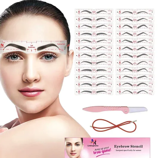 Eyebrow Stencil, 24 Eyebrow Shaper Kit, Reusable Eyebrow Template With Strap, 3 Minutes Makeup, Suitable for 98% 24pcs