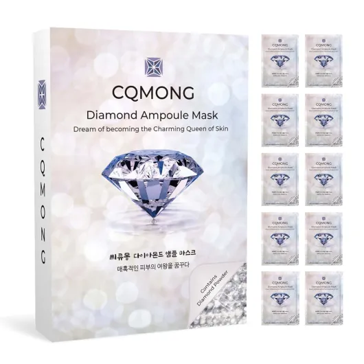 Diamond Ampoule Sheet Mask (30g x 10pcs), Korean Face Facial Masks, Glossy & Elastic Skin, Hydrating, Soothing, Nourishing, Collagen & Hyaluronic Acid, Smooth Sheet
