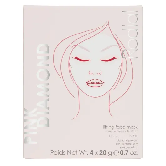 Pink Diamond Lifting Face Sheet Mask (4 Sachets), Diamond Powder, Vitamine C, Skin Tightener ST, Deeply Moisturising Sheet Mask, Even Skin Tone, Sheet Mask for Wrinkles and Lines