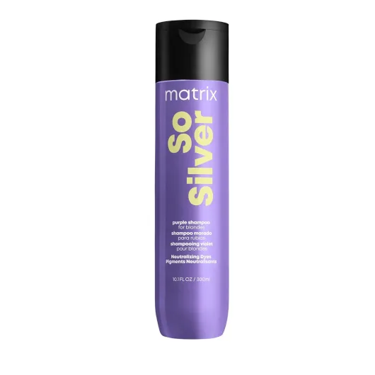 Matrix So Silver Purple Shampoo - Neutralizes Yellow Tones, Color Depositing, Brightening & Toning, For Color Treated, Blonde, Grey, White and Platinum Hair, Vegan 10.1 Fl Oz (Pack of 1)