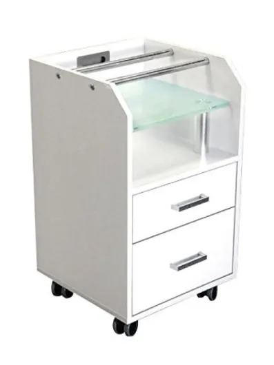 Glass Glow Pedicure Trolley White Cart for Nail Salon Furniture & Equipment
