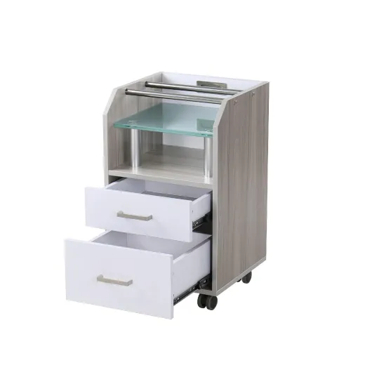 Glass Glow Pedicure Trolley Light Wood Cart for Nail Salon Furniture & Equipment