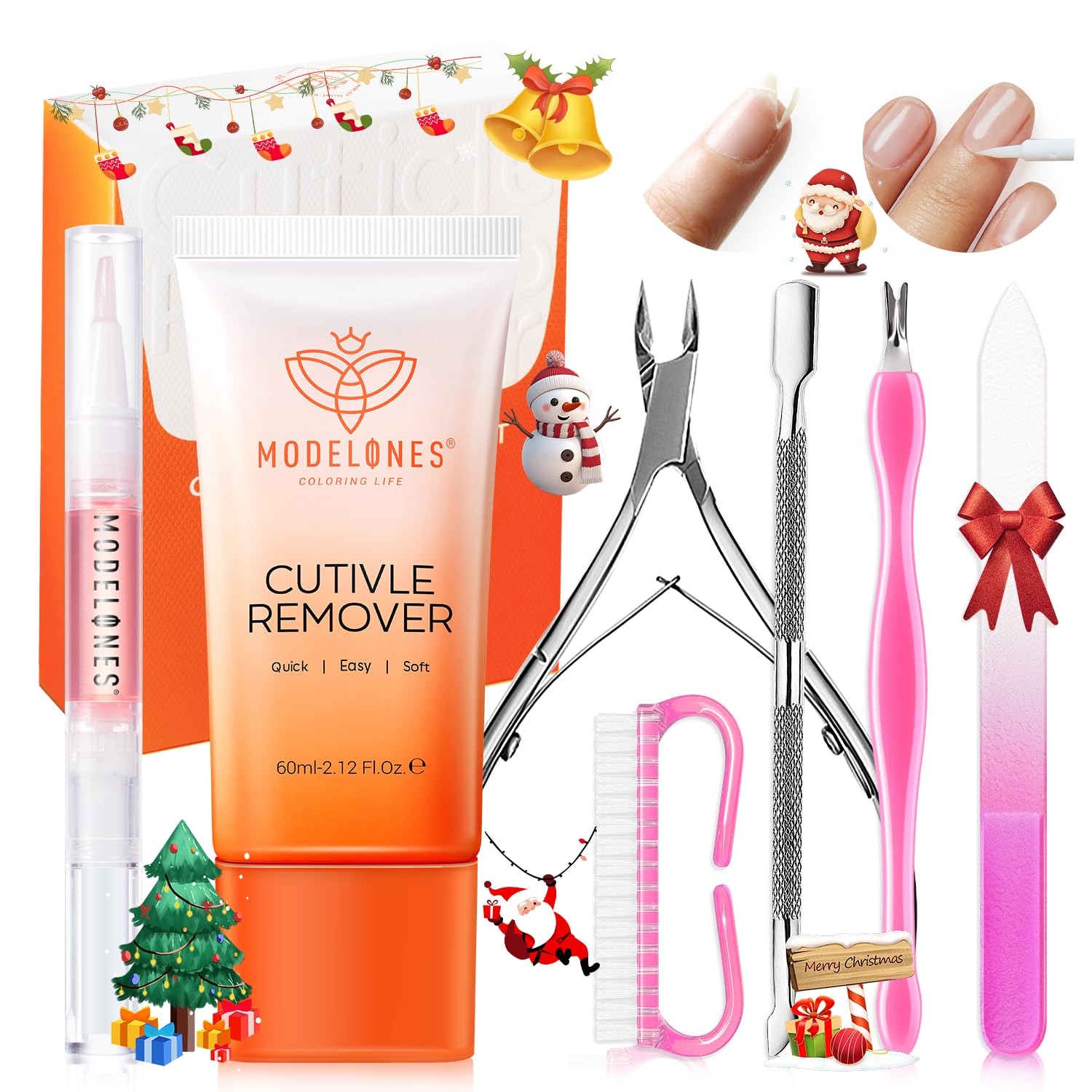 Cuticle Remover Kit - Cuticle Remover Cream & Cuticle Oil, Cuticle Care Kit w/Cuticle Trimmer Cuticle Pusher & Cuticle Nipper for DIY Nail Manicure, Removedor de Cuticula for Nail Care Clear
