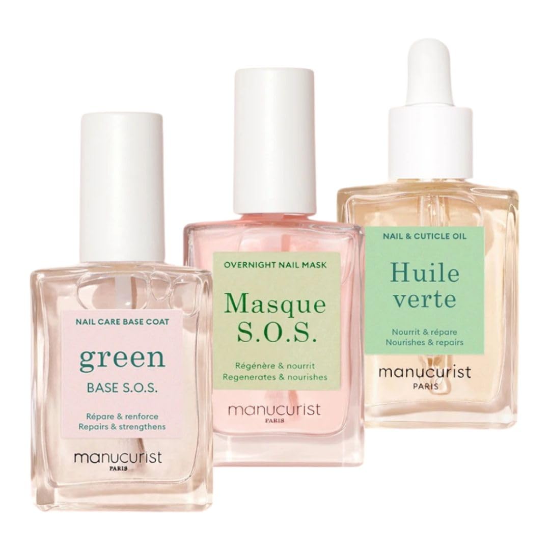 Rescue Nail Care Kit -: 1 Strengthening Base Coat, 1 Night Mask for Nails, 1 Cuticle Oil - Nail Strengthener For Damaged Nails - Nail Growth - Christmas Gifts for Women - Gift Box