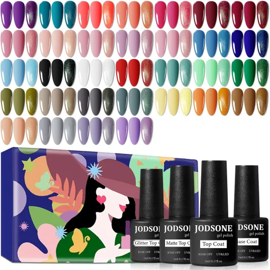 36 PCS Gel Nail Polish Set-32 Colors Gel Polish Kit Base Coat Glossy Matte and Glitter Top Coat Nail Polish Set Green Blue Red Pink Collection Gifts for Women Multicolor