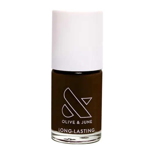 Olive & June Long Lasting Nail Polish - Plump Gel-Like Finish No Lamp Needed - Lasts up to 10 days - Salon-Quality Color at Home - 15-Free, Vegan & Cruelty-Free Chip-Resistant Shine - Dark Chocolate