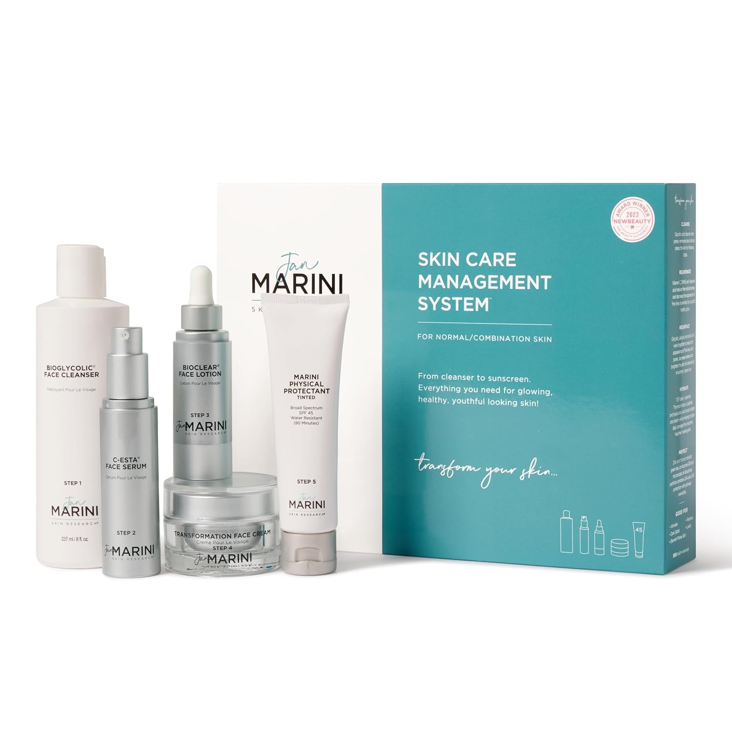 Skin Care Management System™ - Normal/ Combination Skin - With Marini Physical Protectant Tinted SPF 45 Professional Ski8n Care