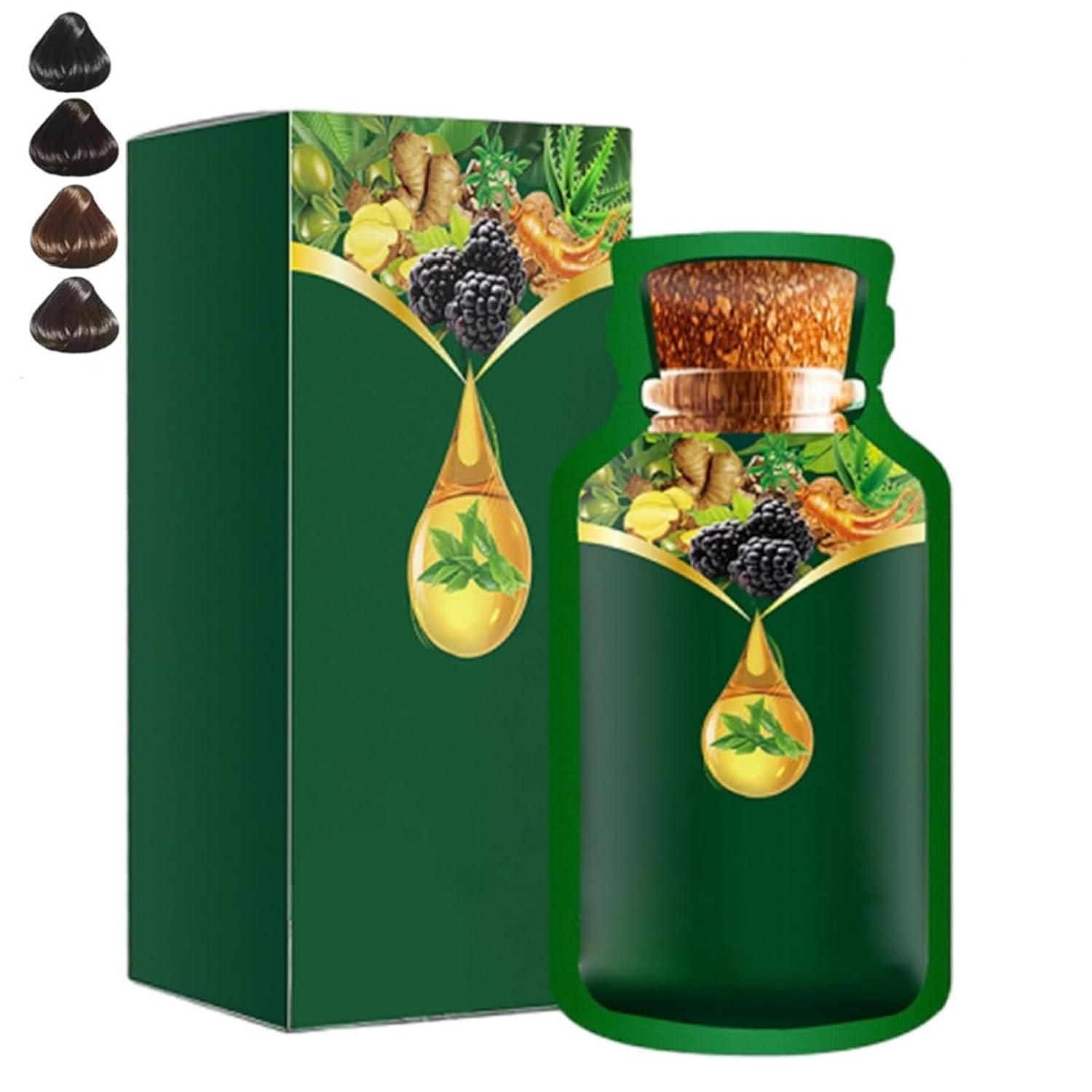 Plant Based Hair Dye, Gentle Plant-Based Quick-Use Hair Dye, Home For The Elderly And Young People To Accurately Cover Gray Hairs 10packs/Box (black)