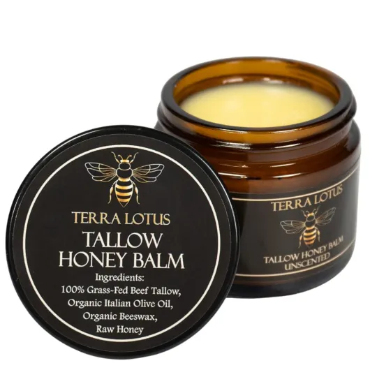 Organic Grass-Fed Beef Tallow Balm with Raw Honey - Moisturizing Cream for Soft, Smooth Skin - Handmade All-Natural Moisturizer (2 Oz, Unscented) Unscented 2 Fl Oz (Pack of 1)