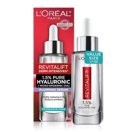 L'Oreal Paris Revitalift 1.5% Pure Hyaluronic Acid Face Serum, Hydrate & Reduce Wrinkles, Fragrance Free 1.7 oz 1.7 Fl Oz (Pack of 1)
