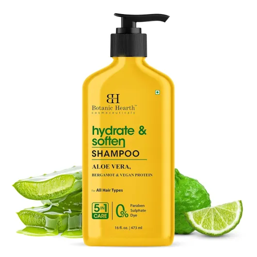 Aloe Vera Shampoo Infused With Bergamot & Vegan Protein - Clarifying Shampoo To Hydrate, Soften & Strengthen Hair - Paraben & Sulfate Free - For All Hair Types, 16 Fl Oz Protein Boost