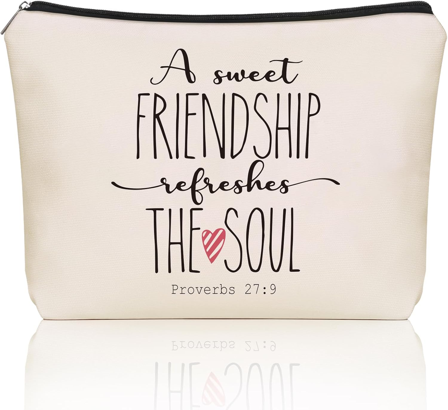 Christian Friendship Gifts Makeup Bag: Cute Cosmetic & Toiletry Pouch For Girls & Womens, Sisters, Girlfriends, Mom, Female Friends.Ideal Secret Friend Gifts for Travel, Birthday, Christmas.