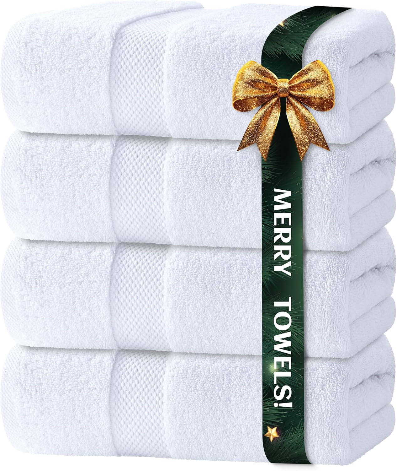 Luxury Bath Towels Set of 4 Large - 700 GSM Turkish Cotton Ultra Soft Bath Towels 27x54 - Highly Absorbent and Quick Dry - Hotel Towels for Bathroom Luxury, Plush Shower Towels, White 01: White