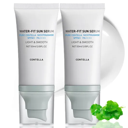 2 Pcs 𝐶𝑒𝑛𝑡𝑒𝑙𝑙á Sunscreen SPF50 PA++++, 50ML Cen-tella Madagascar Face Sun Screen Long-Lasting Protection, Hyalu Cica Water-Fit Sun Serum Matte No White Cast for All Skin Type and UV Defense 1.7 Ounce (Pack of 2)