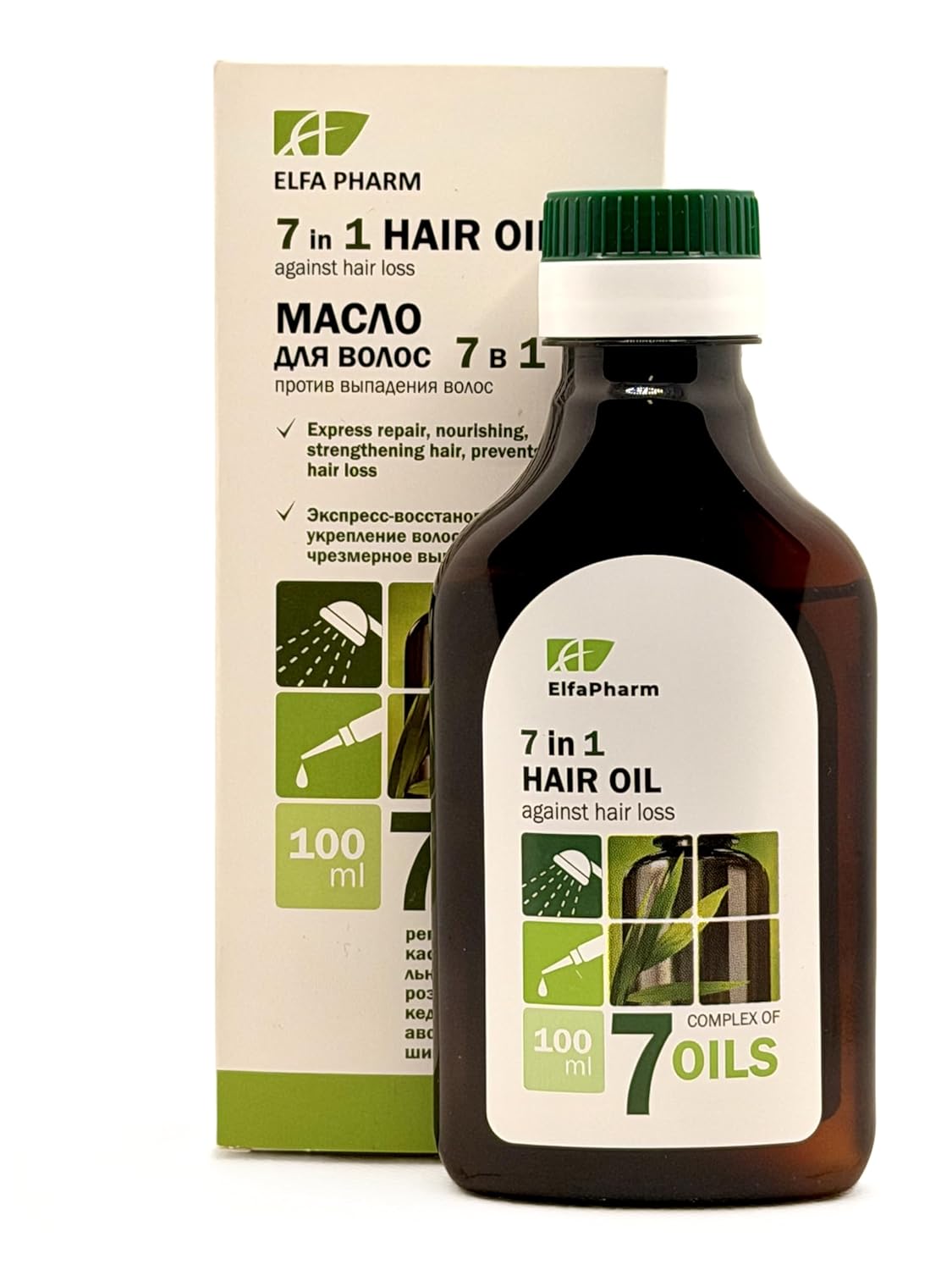 "7 Oils" Hair Oil 7 in 1 Against Hair Loss – Complex of 7 Natural Oils: Burdock, Castor, Linseed, Rosemary, Cedar, Avocado & Shea – Strengthens Roots, Stimulates Growth & Nourishes Sensitive Scalp