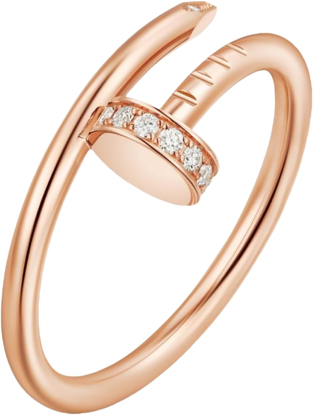 BUENAVO Men's Love Ring, 18K Gold Plated Brass Zircon Fashionable Jewelry, Wedding, Birthday, Gift, Valentine's Day, Best Gift For Couples' Anniversary, Gold Nail Ring For Women Rose gold-Moissanite 9