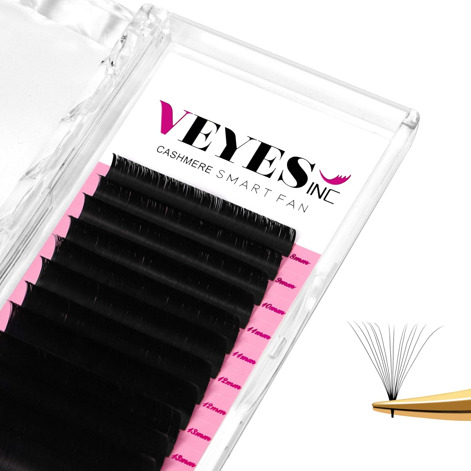 Cashmere Smart Fan Lash Extensions 0.03 0.05 0.07 C/CC/D Curl 8-20mm Mixed & Single Length, Super Matte Black Volume Lashes, Professional Supplies for Lash Techs (0.05 D 8-16mm) D-0.05 8-16mm
