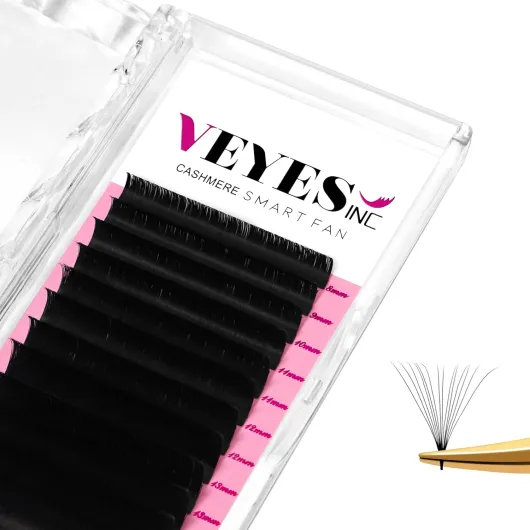 Cashmere Smart Fan Lash Extensions 0.03 0.05 0.07 C/CC/D Curl 8-20mm Mixed & Single Length, Super Matte Black Volume Lashes, Professional Supplies for Lash Techs (0.05 D 8-16mm) D-0.05 8-16mm