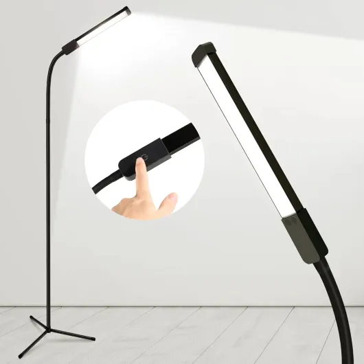 Floor Lamp, Bright Led Lash lamp for Eyelash Extensions, Dimmable Brightness and 3 Colors Lash Light, Adjustable Height for Makeup Light lash Bed(Black) Black Classic