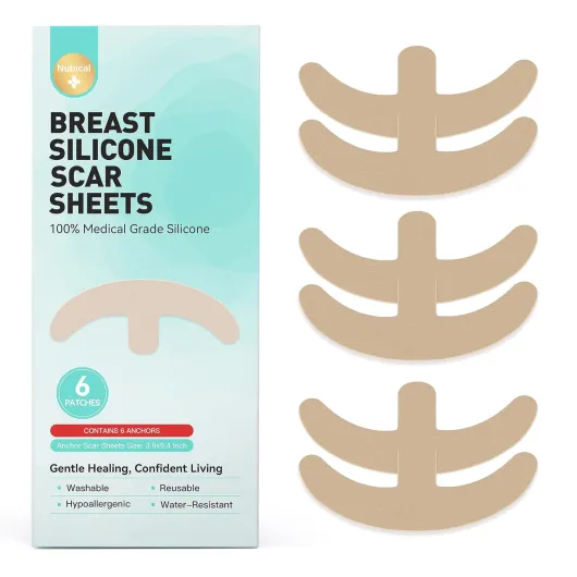 Silicone Scar Sheets for Breast – 6 Anchor Shape Patches - Medical Grade Silicone, Hypoallergenic & Reusable for Breast Lift, Reduction, Augmentation or Mastectomy Surgery Scar Removal