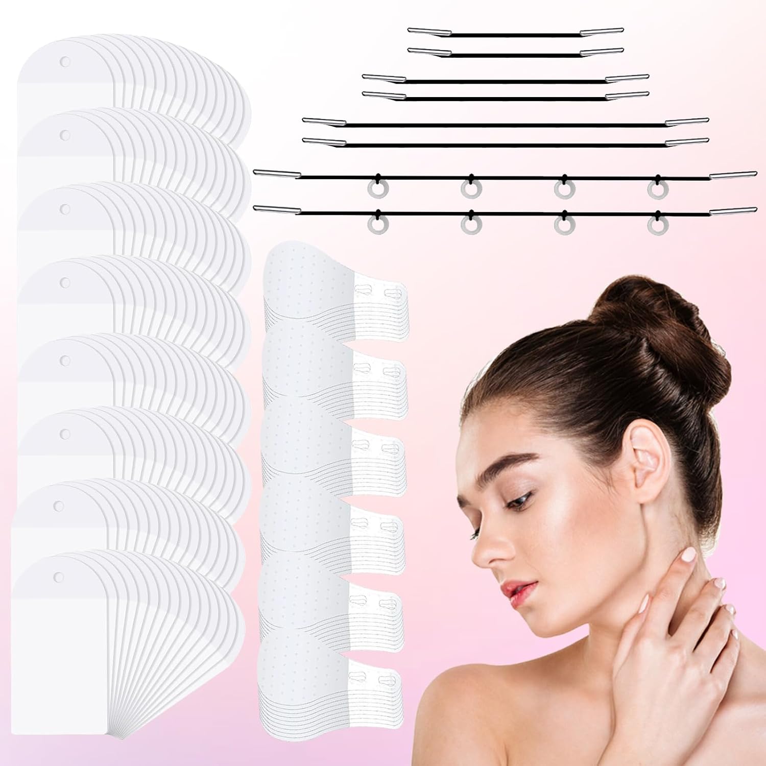 180pcs Face Tape Lifting Invisible with 8 Strings,Instant Facelift Tape for Face Invisible for Makeup Eyes Jowls Double Chin Sagging Skin or Cosplay