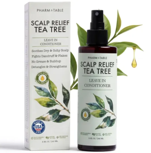 Leave In Conditioner Spray - Tea Tree Scalp Treatment - Anti-Dandruff and Dry & Itchy Scalp Treatment, Hydrating & Medicated Formula for Psoriasis and Scalp Care - Detangles & Nourishes Hair - Invigorating Tea Tree 8 Fl Oz (Pack of 1)