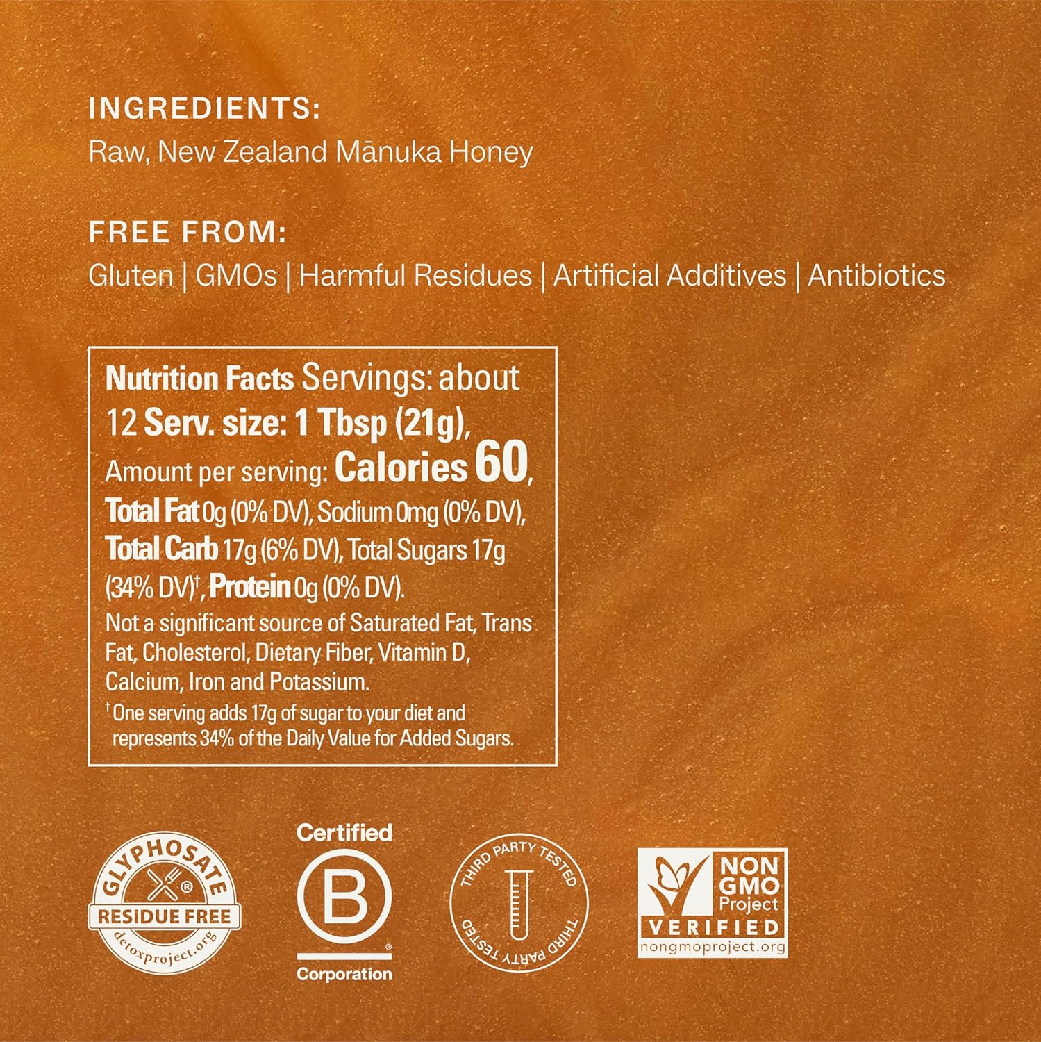 Raw Manuka Honey MGO 50+, New Zealand Honey, Non-GMO, 3rd-Party Tested, Glyphosate Residue Free Certified, 2000+ Natural Compounds, Traceable from Hive-to-Hand, Daily Wellness Support – 250g