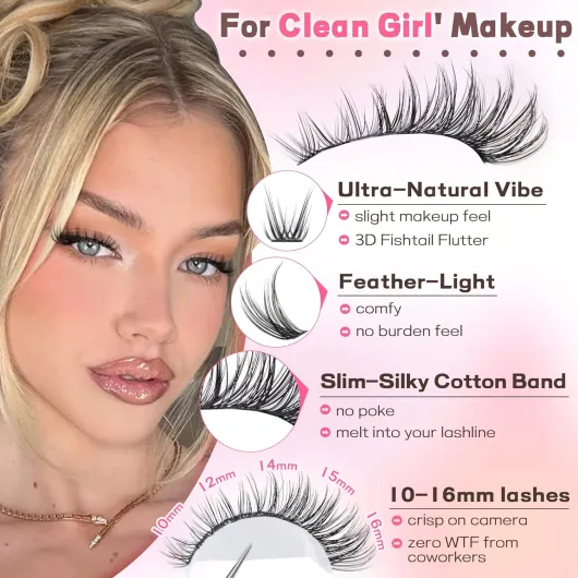 Eyelash Extensions Wispy Natural DIY C Curl Individual Lashes Clusters Black 10-16mm 300pcs F-CC Curl Wispy