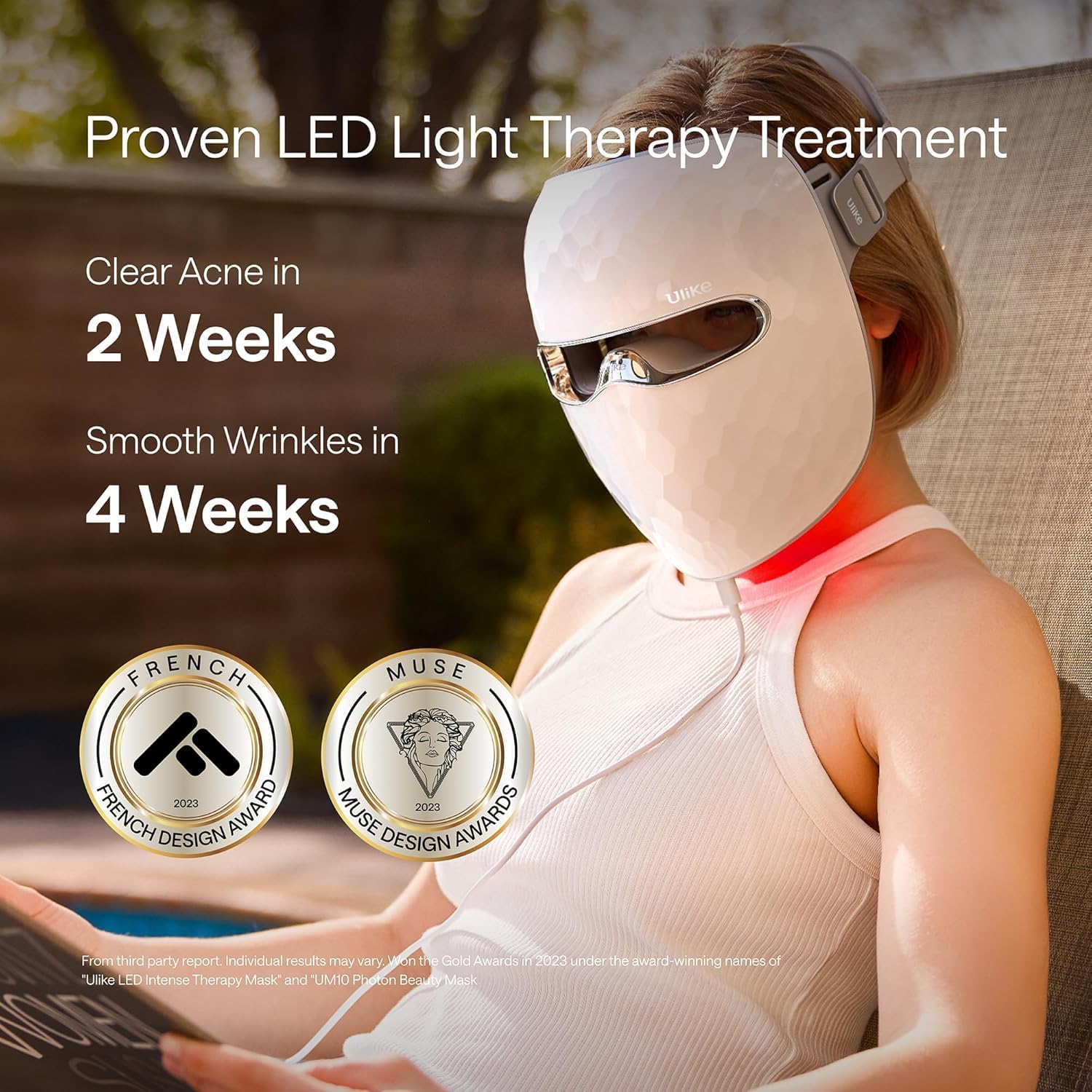 ReGlow LED Face Mask, Red Light Therapy Mask, Wrinkle Reduction, 4 Modes with Red, Blue, Yellow & Infrared Lights for Brightening & Acne Treatment, Eye-Protection, Skin Care Gifts Pure White