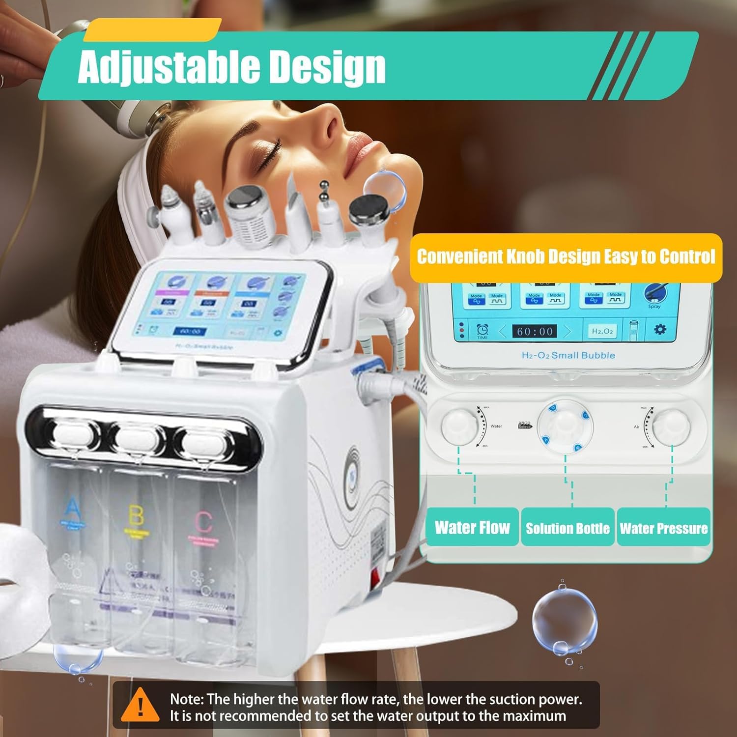 7 in 1 Hydro Facial Beauty Machine, Small Bubble Face Care Machine with LED mask - for Skin Peeling Rejuvenation Lifting Tightening Deep Cleansing Beauty Device for Home and Beauty Salon