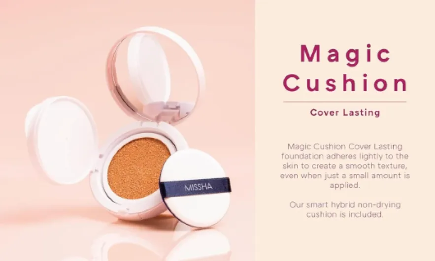 Missha Magic Cushion Cover Lasting Foundation SPF50+/PA+++, #21 Light Beige 15 g, 8809581449282 15 g (Pack of 1) light beige